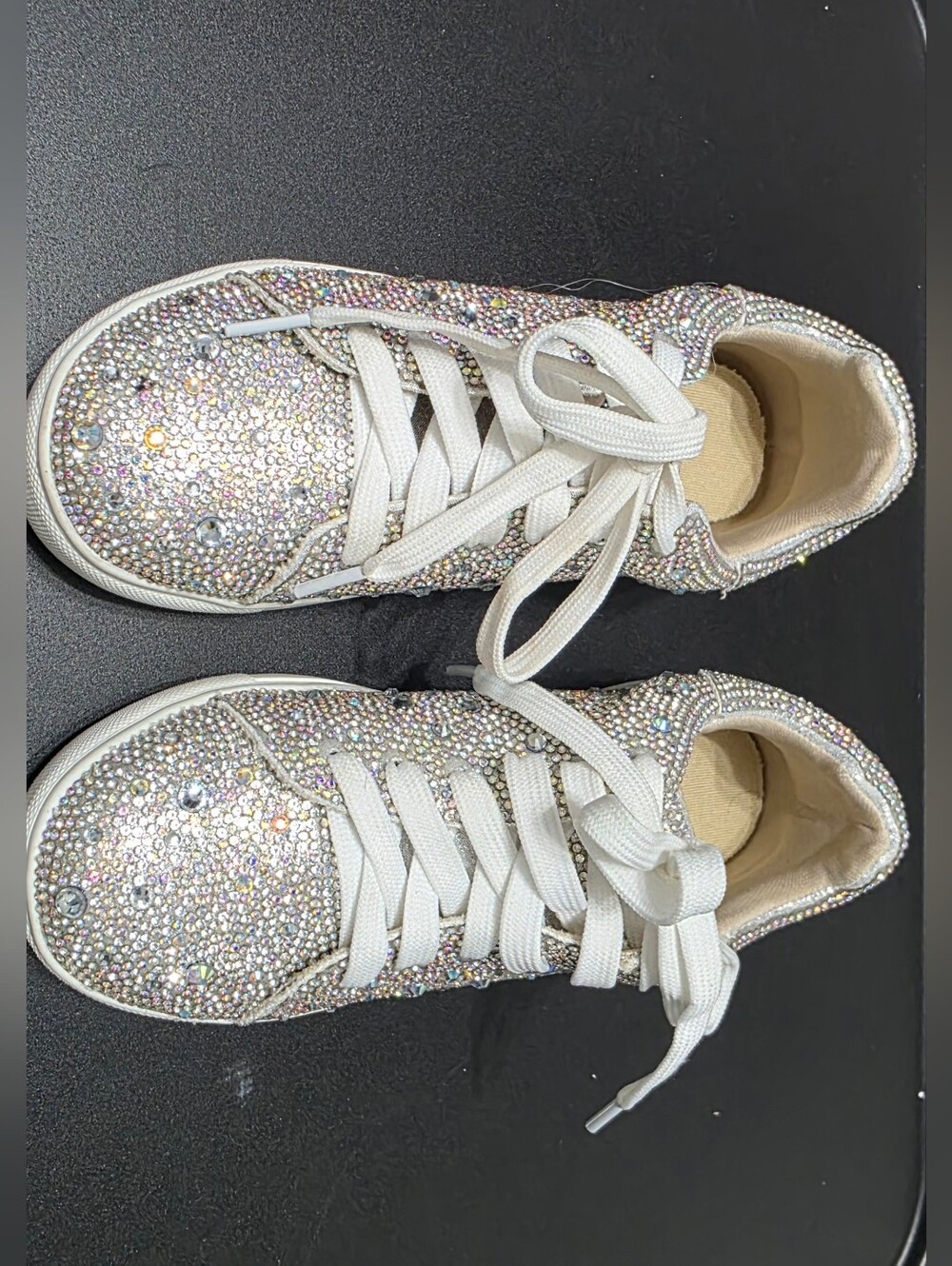 Kids Sparkle Rhinestone Lace-Up Sneakers